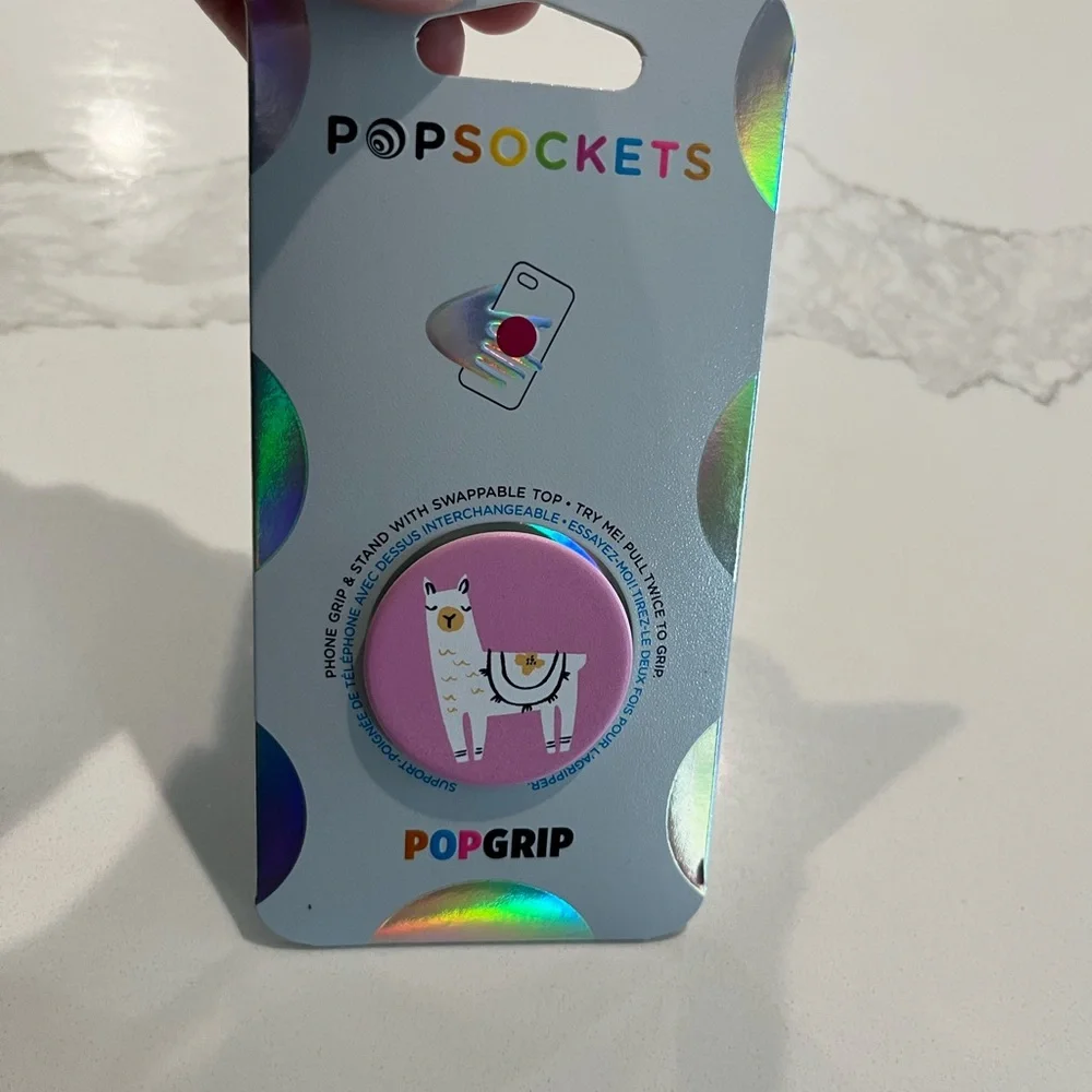 PopSocket PopGrip Phone Grip - Pink Llama Graphic